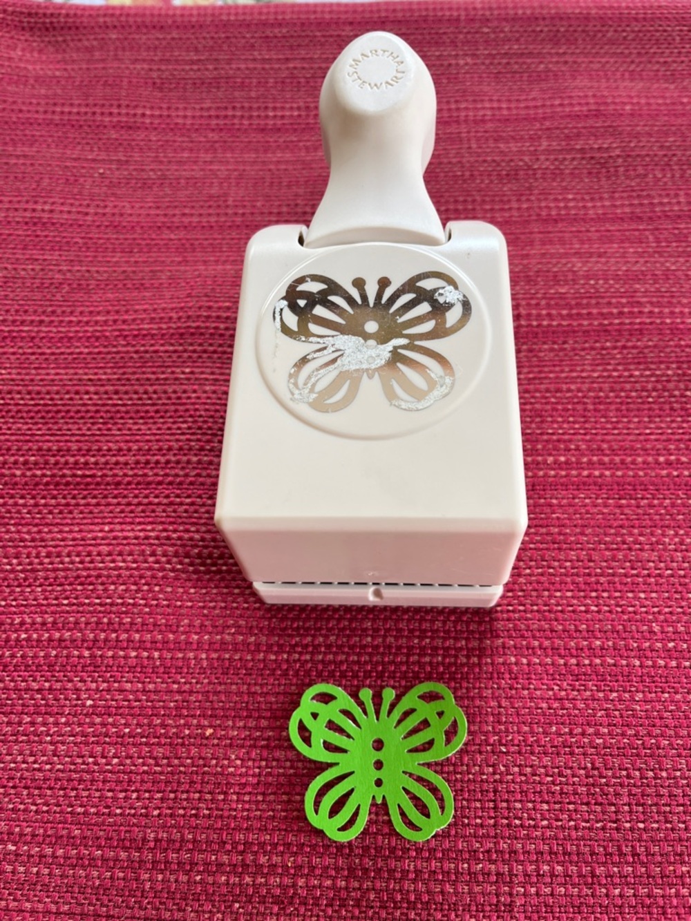Martha Stewart White Paper Punch with Bright Green Butterfly Cutout